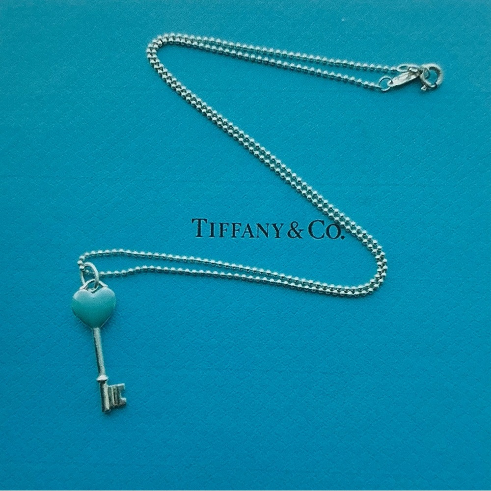 Tiffany & Co Blue Enamel Heart Tag Key Charm or Pendant w/o chain
